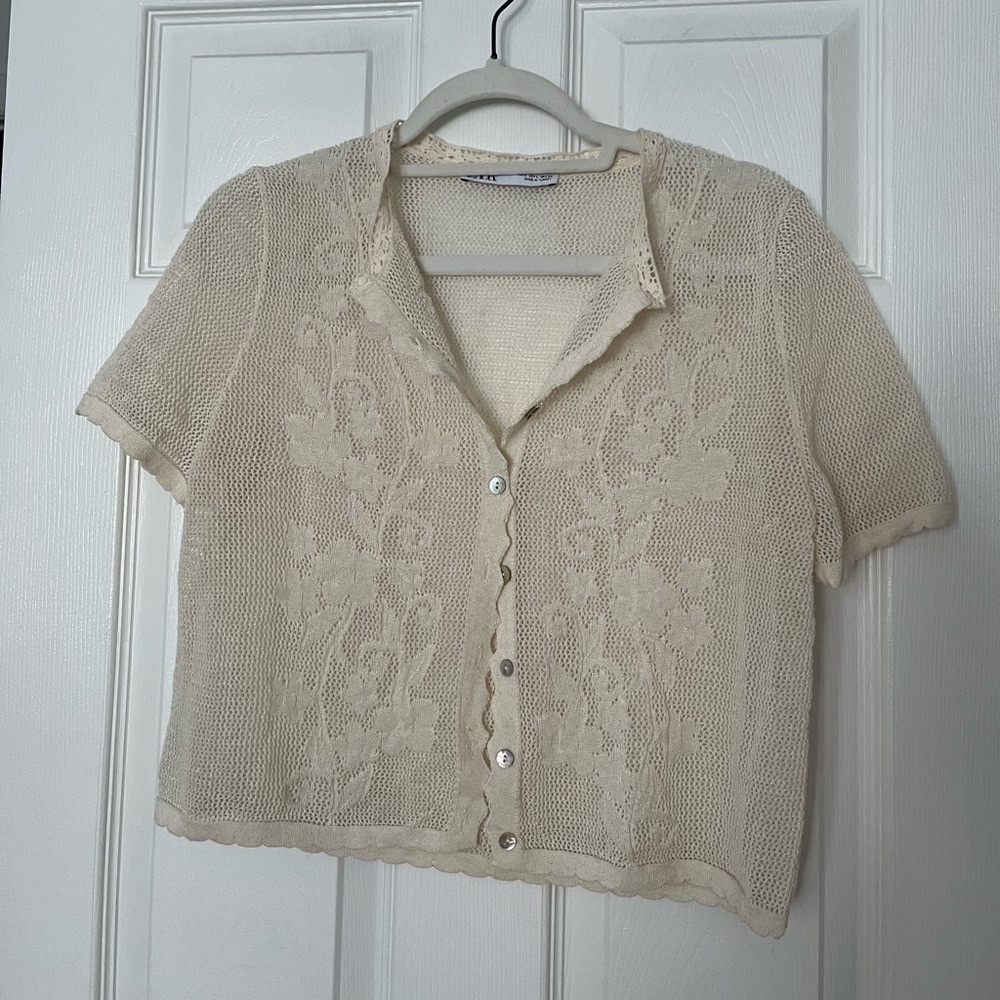 Zara crochet knit top beach coverup summer